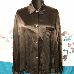 Victoria secret black button down pajamas shirt